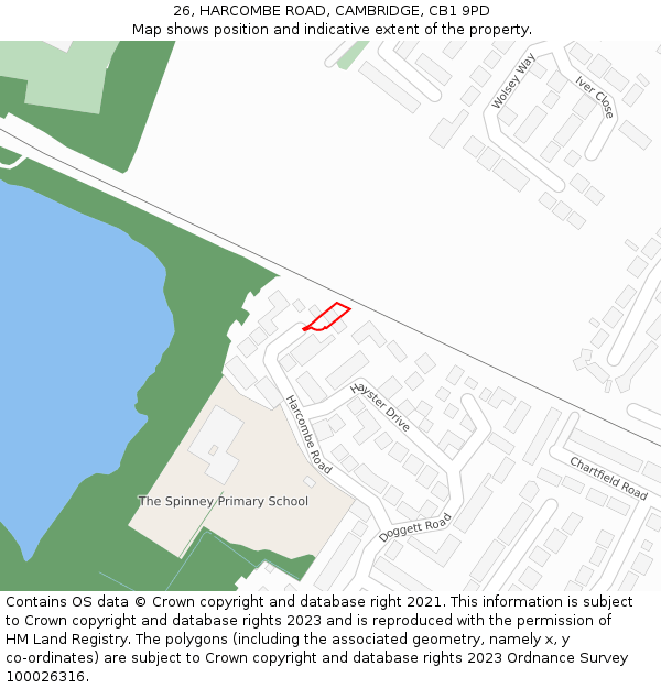 26, HARCOMBE ROAD, CAMBRIDGE, CB1 9PD: Location map and indicative extent of plot