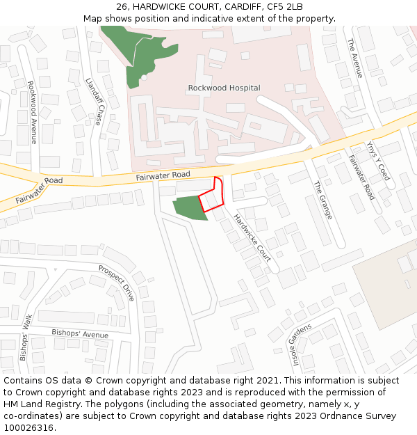 26, HARDWICKE COURT, CARDIFF, CF5 2LB: Location map and indicative extent of plot