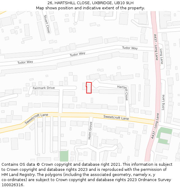 26, HARTSHILL CLOSE, UXBRIDGE, UB10 9LH: Location map and indicative extent of plot