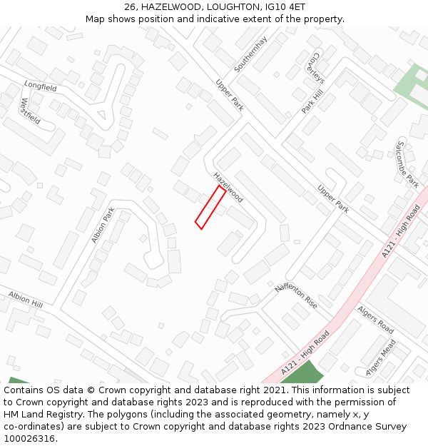 26, HAZELWOOD, LOUGHTON, IG10 4ET: Location map and indicative extent of plot