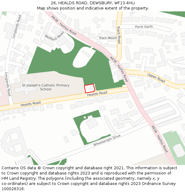 26, HEALDS ROAD, DEWSBURY, WF13 4HU: Location map and indicative extent of plot