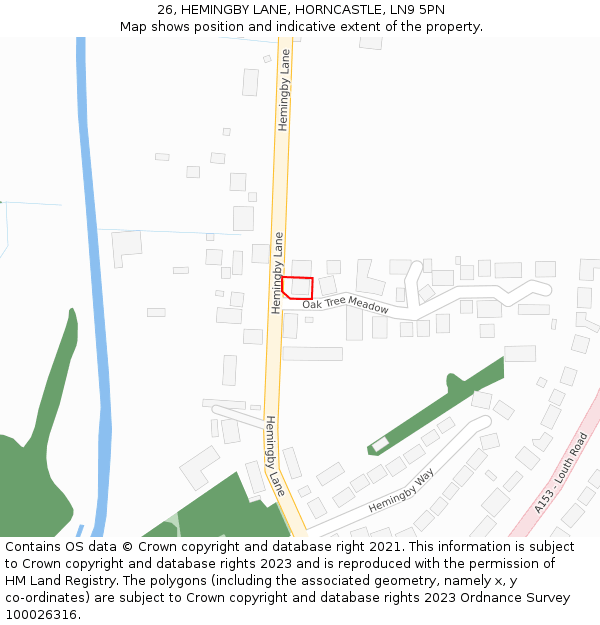 26, HEMINGBY LANE, HORNCASTLE, LN9 5PN: Location map and indicative extent of plot