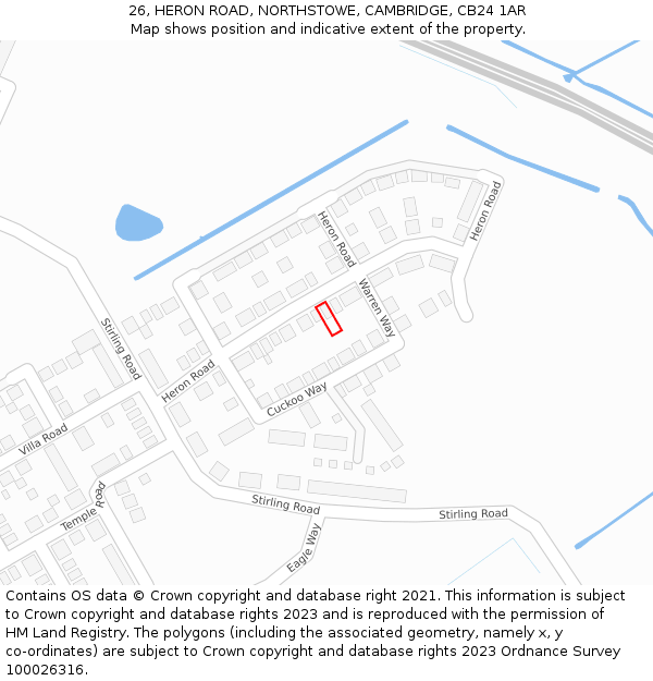 26, HERON ROAD, NORTHSTOWE, CAMBRIDGE, CB24 1AR: Location map and indicative extent of plot