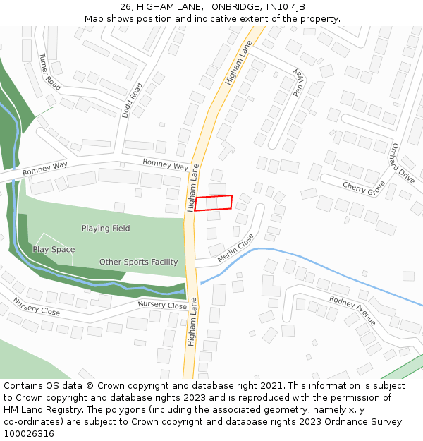 26, HIGHAM LANE, TONBRIDGE, TN10 4JB: Location map and indicative extent of plot