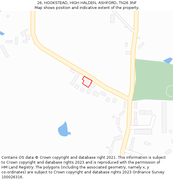 26, HOOKSTEAD, HIGH HALDEN, ASHFORD, TN26 3NF: Location map and indicative extent of plot