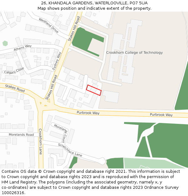 26, KHANDALA GARDENS, WATERLOOVILLE, PO7 5UA: Location map and indicative extent of plot