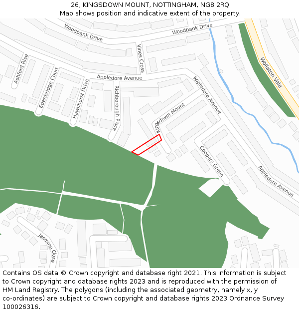 26, KINGSDOWN MOUNT, NOTTINGHAM, NG8 2RQ: Location map and indicative extent of plot