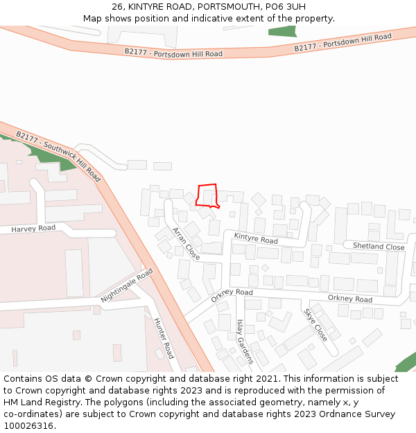 26, KINTYRE ROAD, PORTSMOUTH, PO6 3UH: Location map and indicative extent of plot