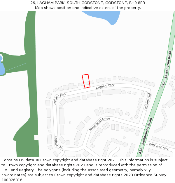 26, LAGHAM PARK, SOUTH GODSTONE, GODSTONE, RH9 8ER: Location map and indicative extent of plot