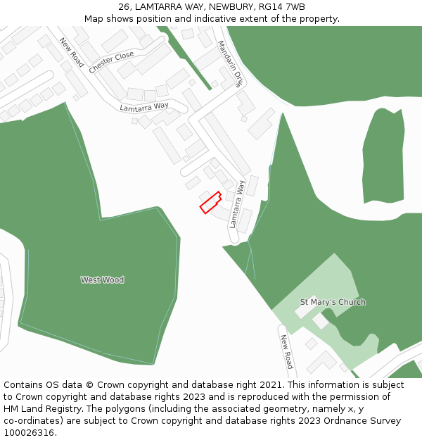 26, LAMTARRA WAY, NEWBURY, RG14 7WB: Location map and indicative extent of plot