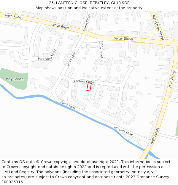 26, LANTERN CLOSE, BERKELEY, GL13 9DE: Location map and indicative extent of plot