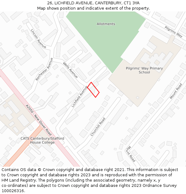26, LICHFIELD AVENUE, CANTERBURY, CT1 3YA: Location map and indicative extent of plot