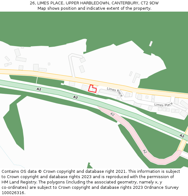 26, LIMES PLACE, UPPER HARBLEDOWN, CANTERBURY, CT2 9DW: Location map and indicative extent of plot