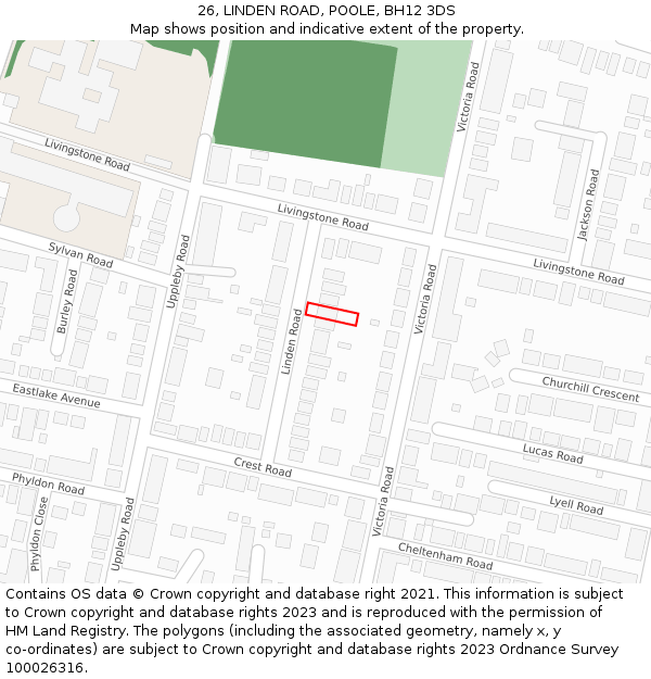 26, LINDEN ROAD, POOLE, BH12 3DS: Location map and indicative extent of plot