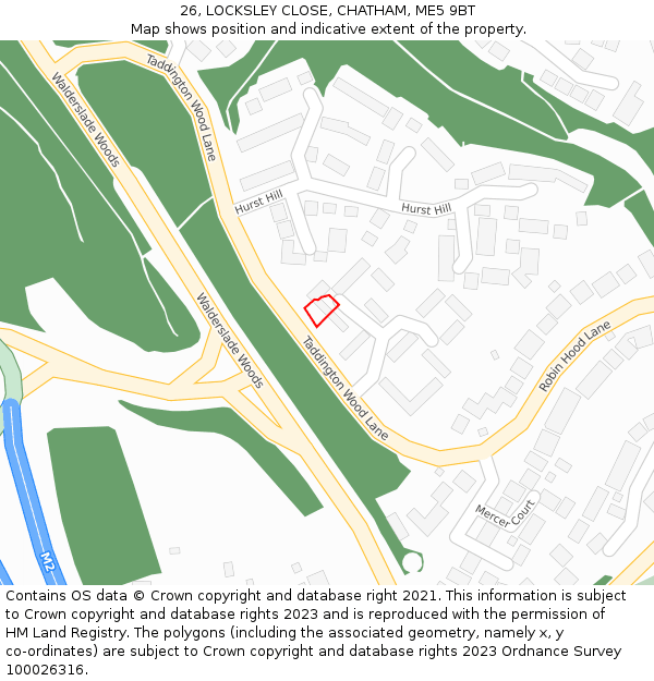 26, LOCKSLEY CLOSE, CHATHAM, ME5 9BT: Location map and indicative extent of plot