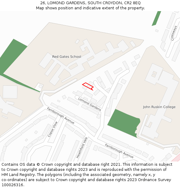 26, LOMOND GARDENS, SOUTH CROYDON, CR2 8EQ: Location map and indicative extent of plot