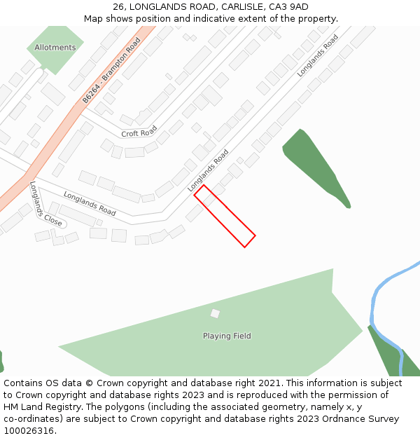 26, LONGLANDS ROAD, CARLISLE, CA3 9AD: Location map and indicative extent of plot