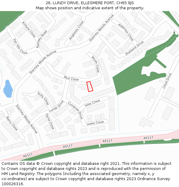 26, LUNDY DRIVE, ELLESMERE PORT, CH65 9JS: Location map and indicative extent of plot
