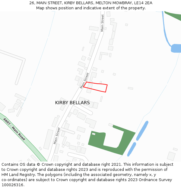 26, MAIN STREET, KIRBY BELLARS, MELTON MOWBRAY, LE14 2EA: Location map and indicative extent of plot