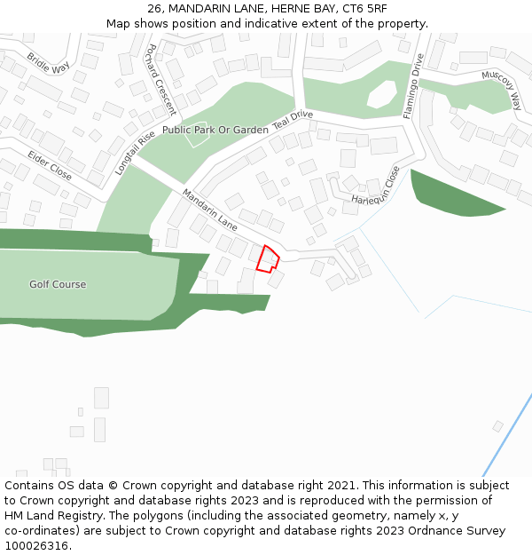 26, MANDARIN LANE, HERNE BAY, CT6 5RF: Location map and indicative extent of plot