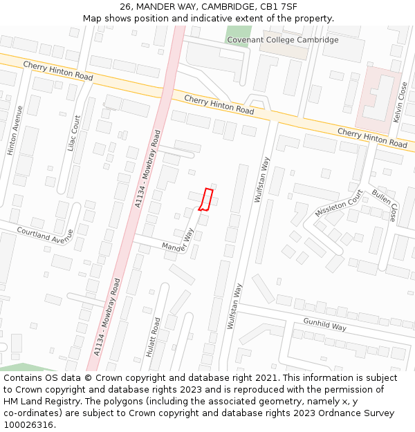 26, MANDER WAY, CAMBRIDGE, CB1 7SF: Location map and indicative extent of plot