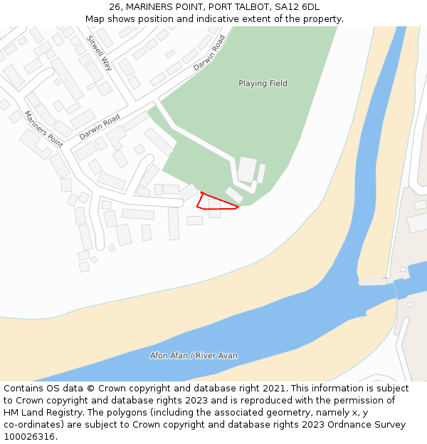 26, MARINERS POINT, PORT TALBOT, SA12 6DL: Location map and indicative extent of plot