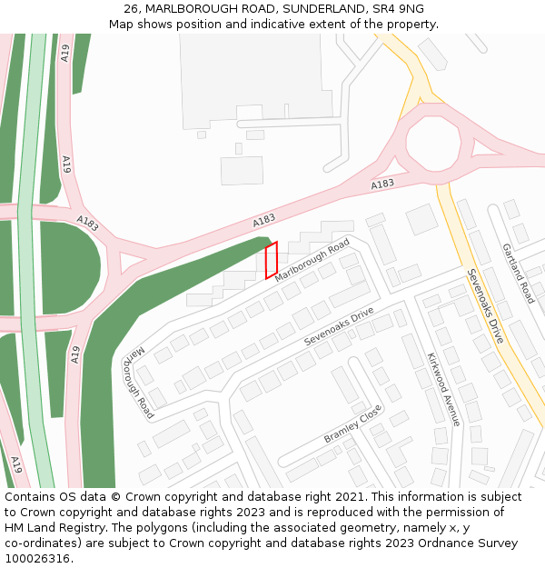 26, MARLBOROUGH ROAD, SUNDERLAND, SR4 9NG: Location map and indicative extent of plot