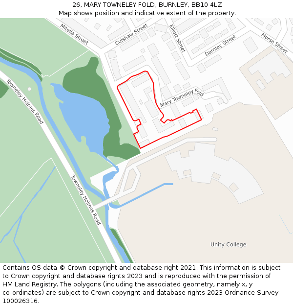 26, MARY TOWNELEY FOLD, BURNLEY, BB10 4LZ: Location map and indicative extent of plot