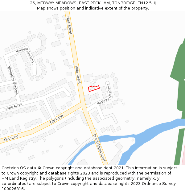 26, MEDWAY MEADOWS, EAST PECKHAM, TONBRIDGE, TN12 5HJ: Location map and indicative extent of plot