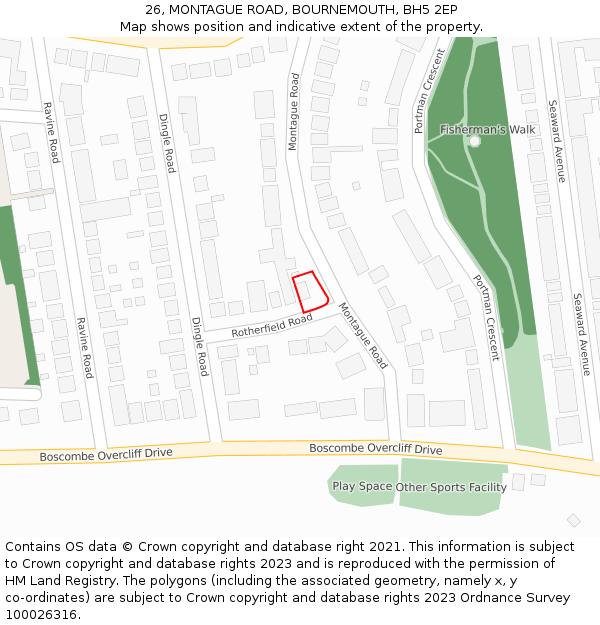 26, MONTAGUE ROAD, BOURNEMOUTH, BH5 2EP: Location map and indicative extent of plot