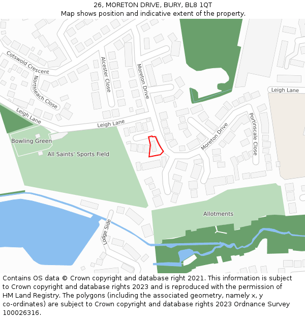 26, MORETON DRIVE, BURY, BL8 1QT: Location map and indicative extent of plot