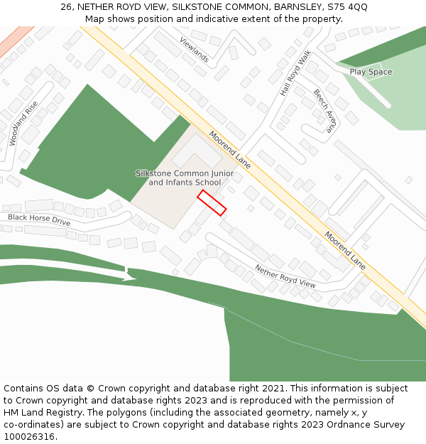 26, NETHER ROYD VIEW, SILKSTONE COMMON, BARNSLEY, S75 4QQ: Location map and indicative extent of plot