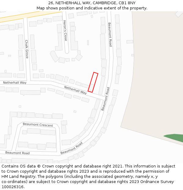 26, NETHERHALL WAY, CAMBRIDGE, CB1 8NY: Location map and indicative extent of plot