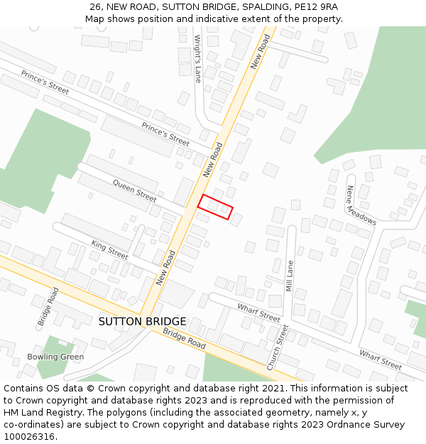 26, NEW ROAD, SUTTON BRIDGE, SPALDING, PE12 9RA: Location map and indicative extent of plot