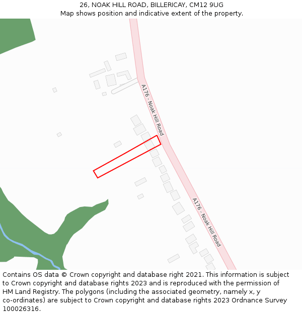 26, NOAK HILL ROAD, BILLERICAY, CM12 9UG: Location map and indicative extent of plot