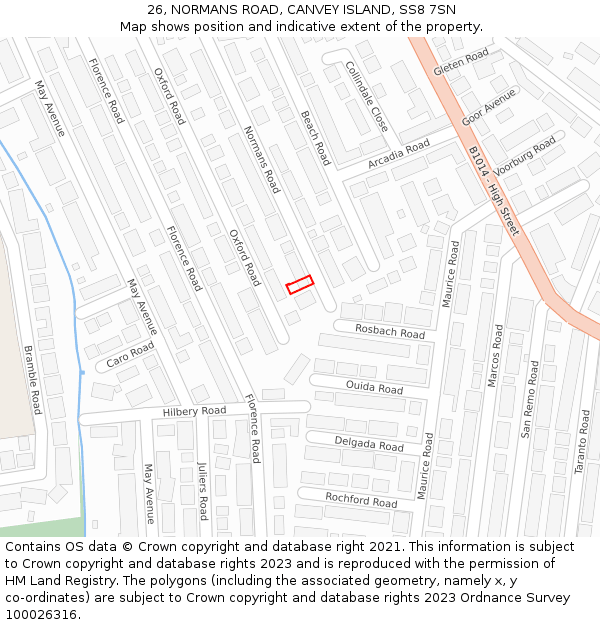 26, NORMANS ROAD, CANVEY ISLAND, SS8 7SN: Location map and indicative extent of plot