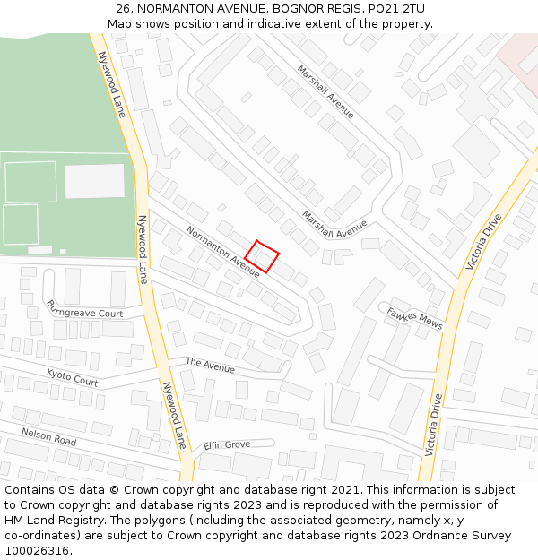 26, NORMANTON AVENUE, BOGNOR REGIS, PO21 2TU: Location map and indicative extent of plot