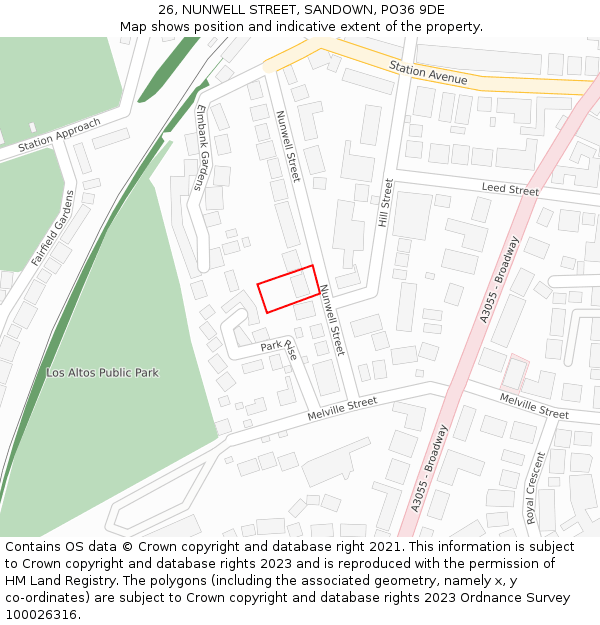 26, NUNWELL STREET, SANDOWN, PO36 9DE: Location map and indicative extent of plot