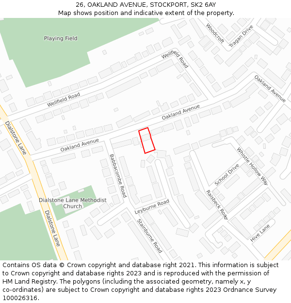 26, OAKLAND AVENUE, STOCKPORT, SK2 6AY: Location map and indicative extent of plot