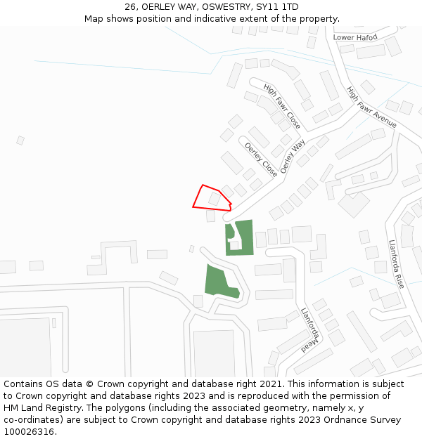 26, OERLEY WAY, OSWESTRY, SY11 1TD: Location map and indicative extent of plot