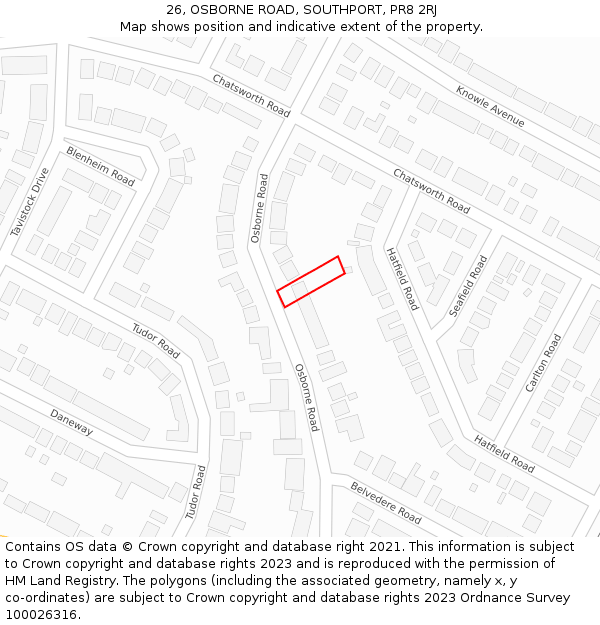 26, OSBORNE ROAD, SOUTHPORT, PR8 2RJ: Location map and indicative extent of plot