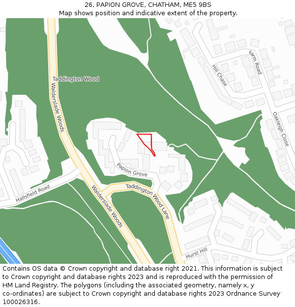 26, PAPION GROVE, CHATHAM, ME5 9BS: Location map and indicative extent of plot