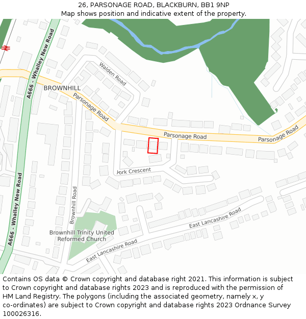 26, PARSONAGE ROAD, BLACKBURN, BB1 9NP: Location map and indicative extent of plot