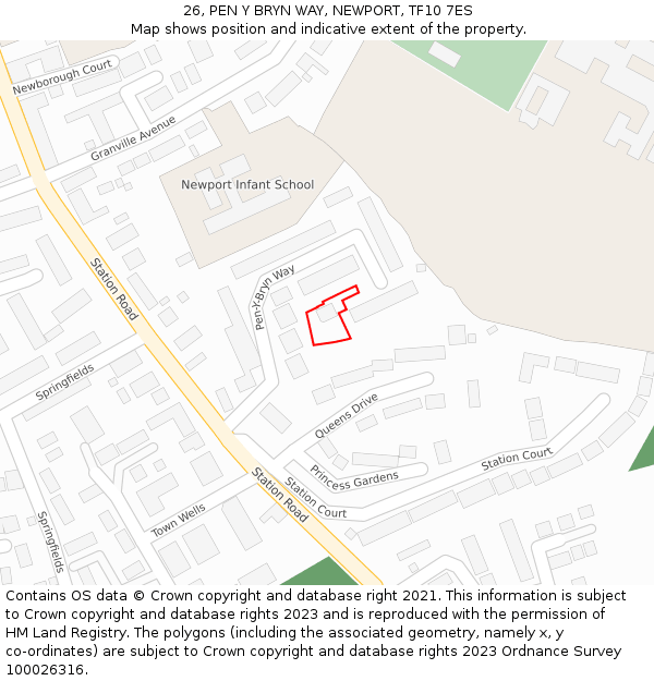 26, PEN Y BRYN WAY, NEWPORT, TF10 7ES: Location map and indicative extent of plot