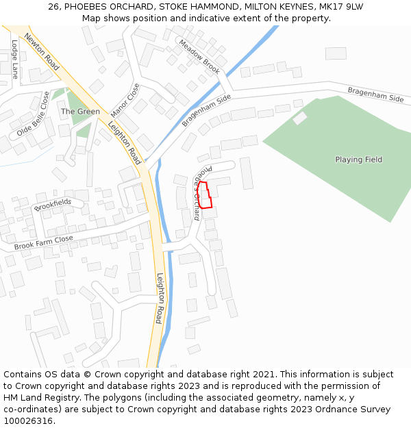 26, PHOEBES ORCHARD, STOKE HAMMOND, MILTON KEYNES, MK17 9LW: Location map and indicative extent of plot