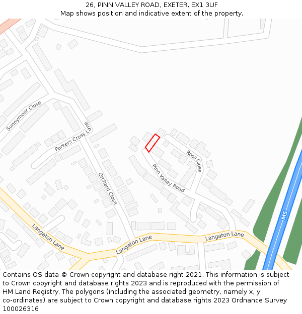 26, PINN VALLEY ROAD, EXETER, EX1 3UF: Location map and indicative extent of plot