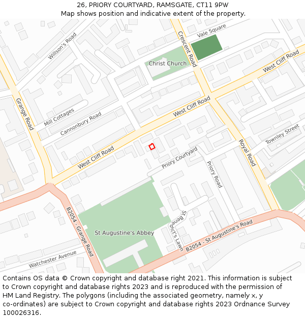 26, PRIORY COURTYARD, RAMSGATE, CT11 9PW: Location map and indicative extent of plot