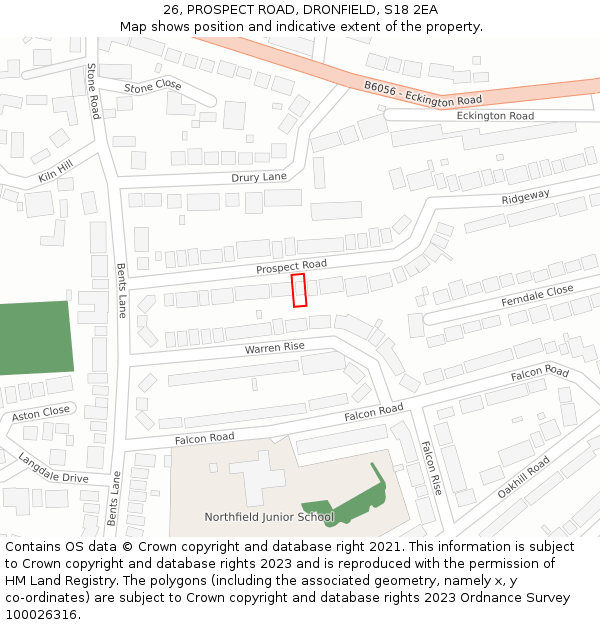 26, PROSPECT ROAD, DRONFIELD, S18 2EA: Location map and indicative extent of plot