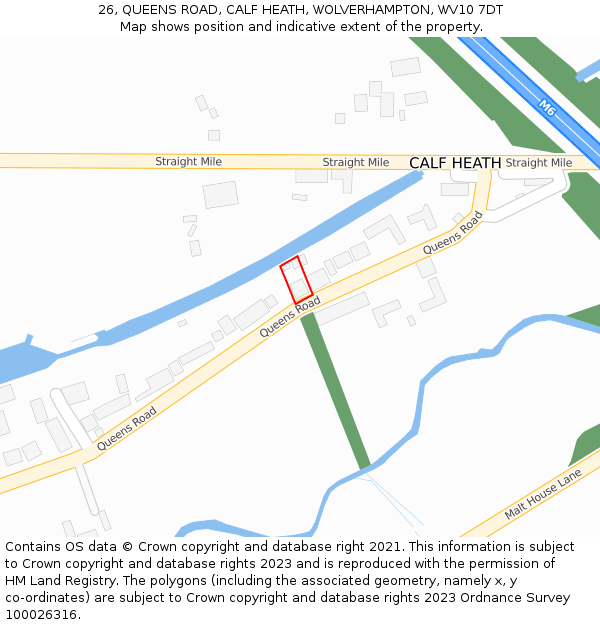 26, QUEENS ROAD, CALF HEATH, WOLVERHAMPTON, WV10 7DT: Location map and indicative extent of plot