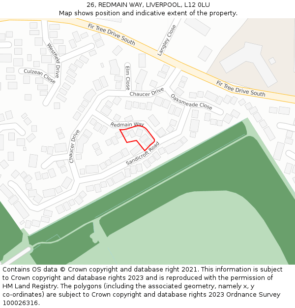 26, REDMAIN WAY, LIVERPOOL, L12 0LU: Location map and indicative extent of plot